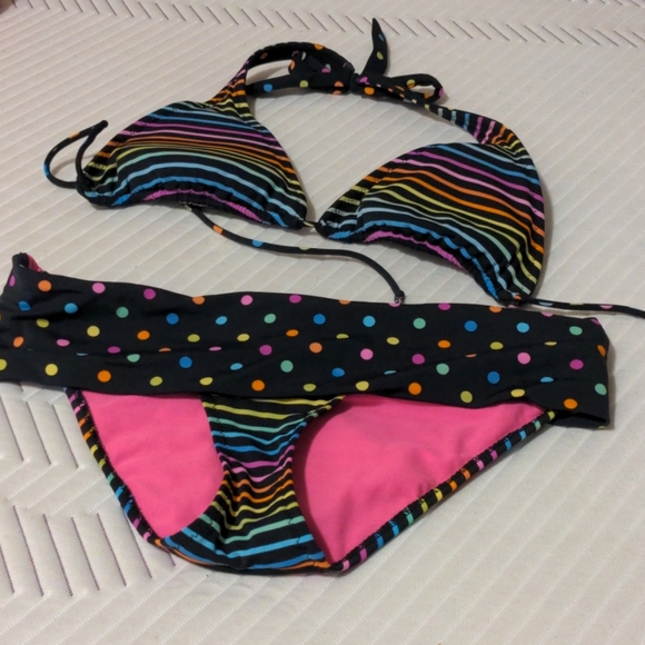 Aeropostale rainbow stripes/dots bikini - Picture 2 of 3
